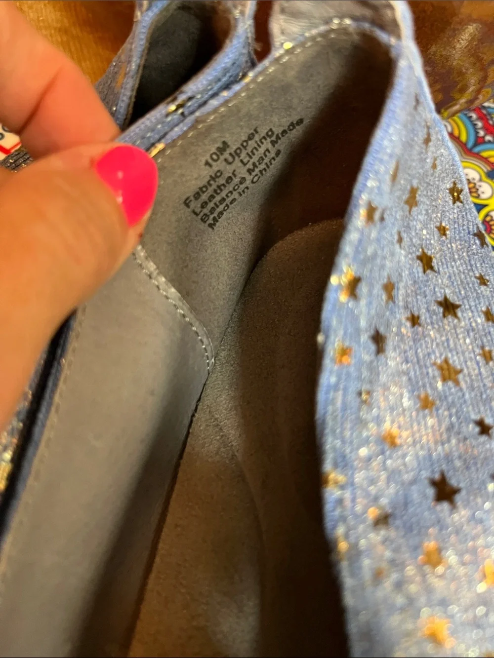 NEW David Tate Light Blue Espadrille Flats with Gold Star Accents Womens Sz US10